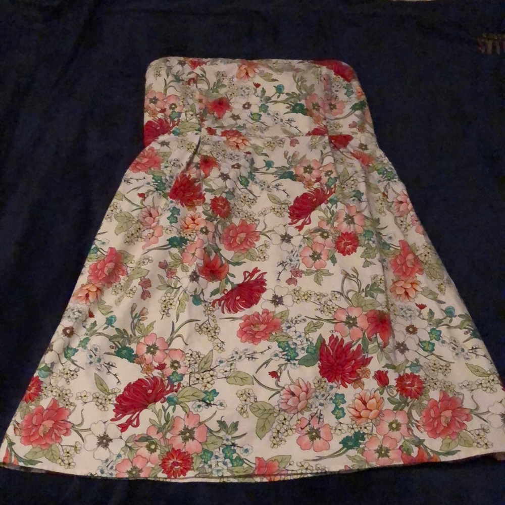 Floral print strapless dress sz 12 Old Navy